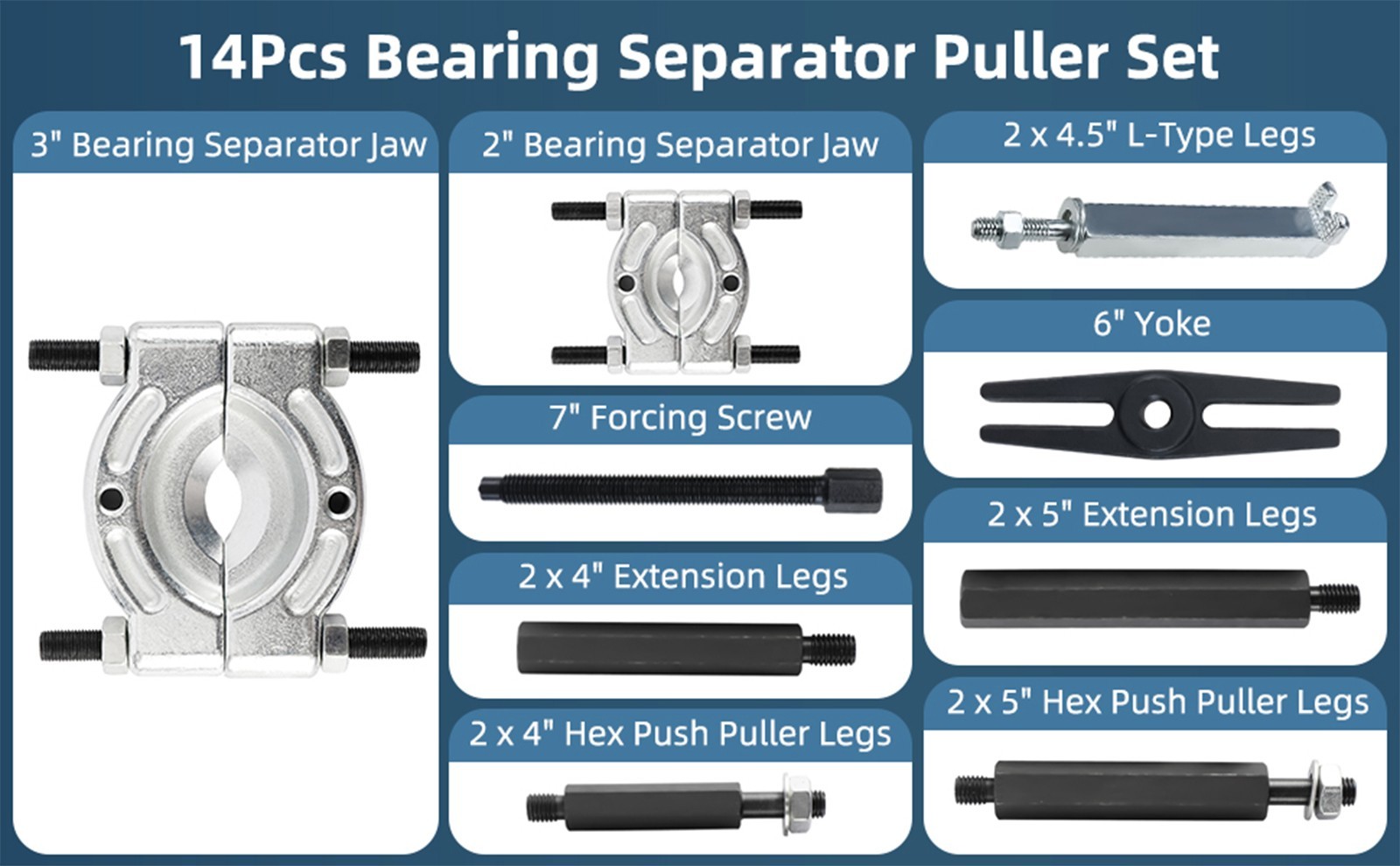 4PCS Gear Bearing Separator Puller Set 2″ and 3″ Splitters Remove Bearings Kit