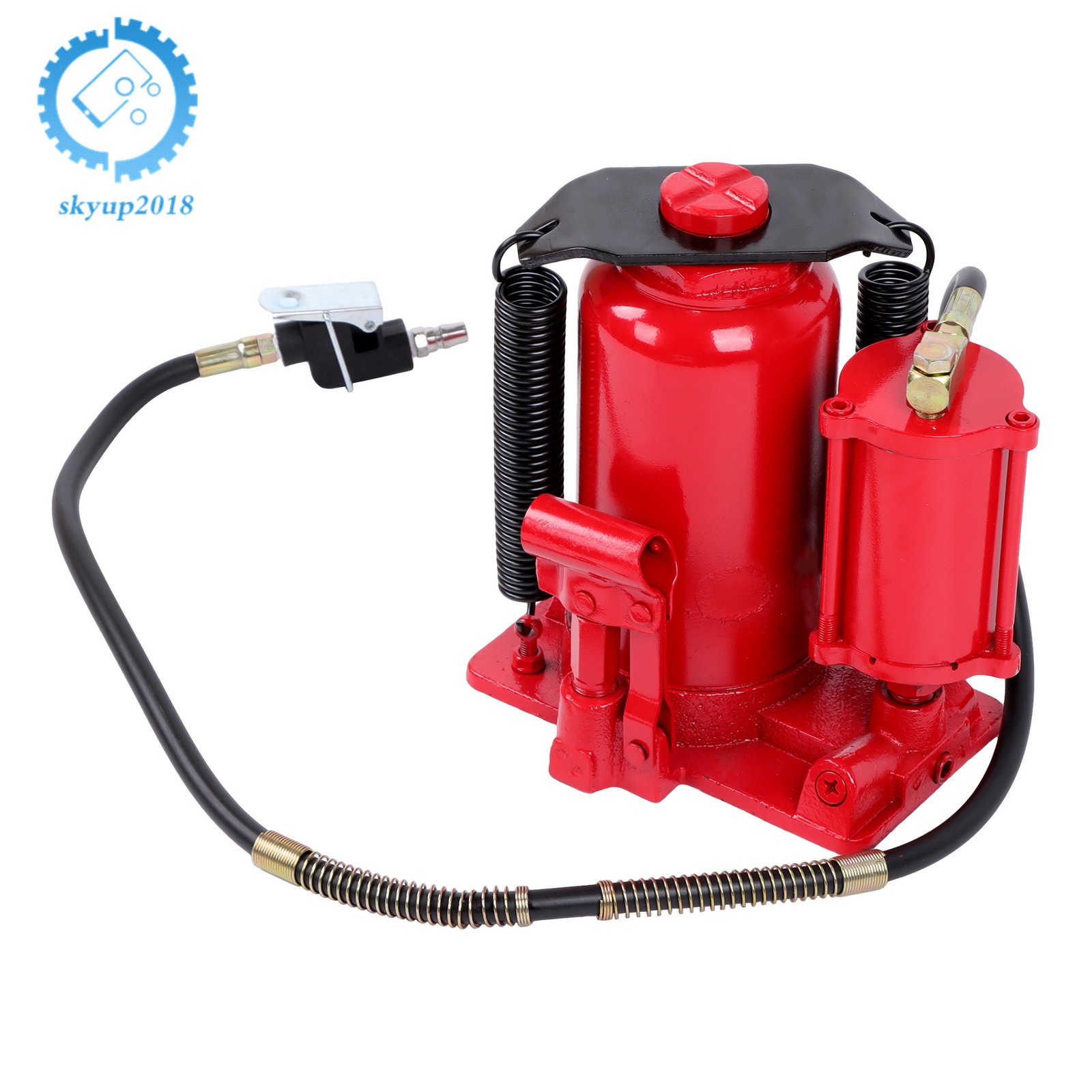 Pneumatic Air Hydraulic Bottle Jack with Manual Hand Pump, 20 Ton