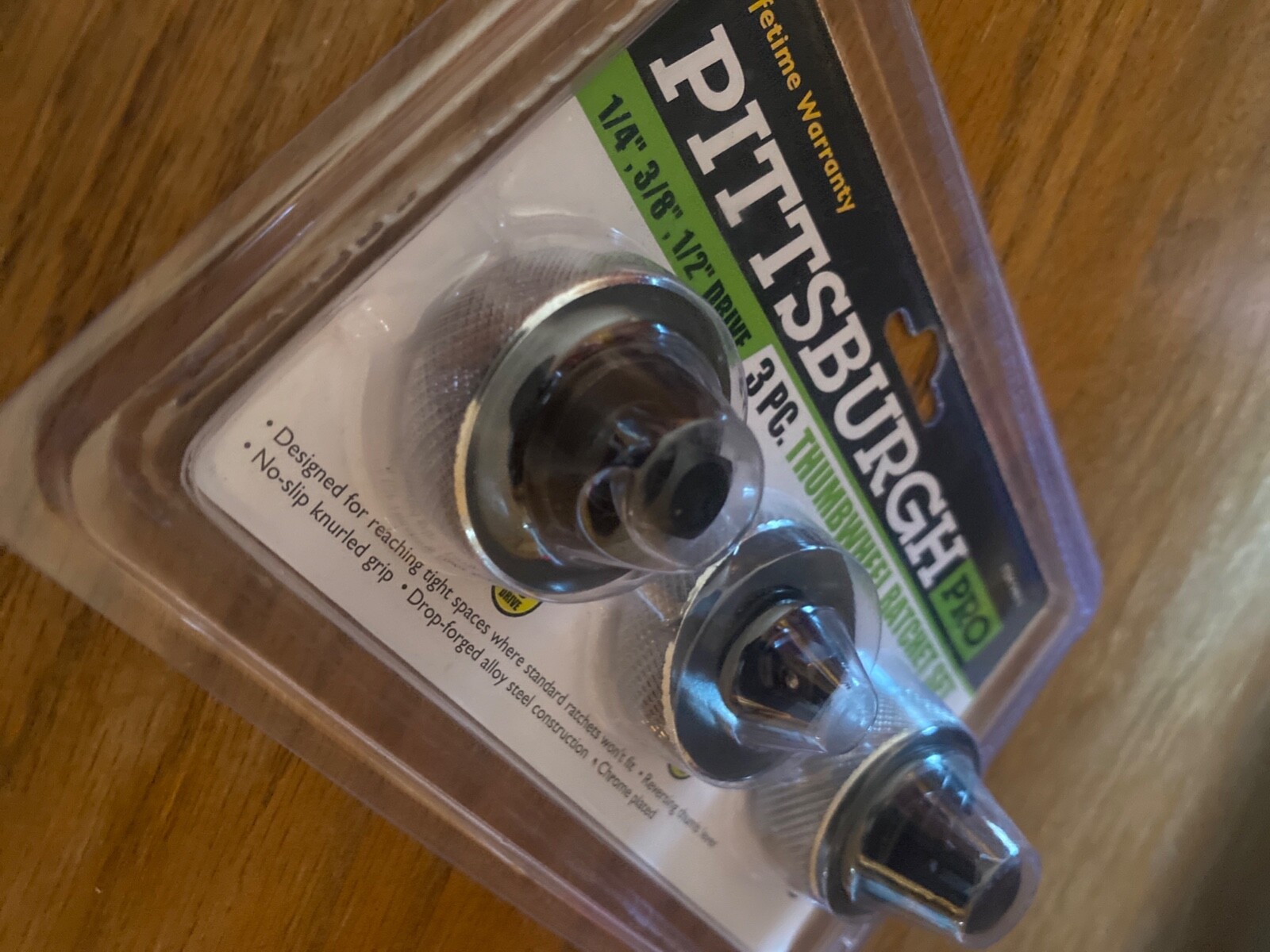 PITTSBURGH 94011 – 3 Pc. Thumb Wheel Ratchet Set Reversing thumb lever  lifetime