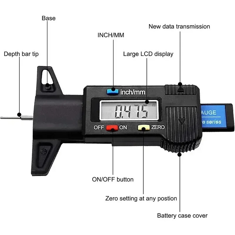 0-25mm Digital Measuring Caliper for Tread Depth of Automotive Tires