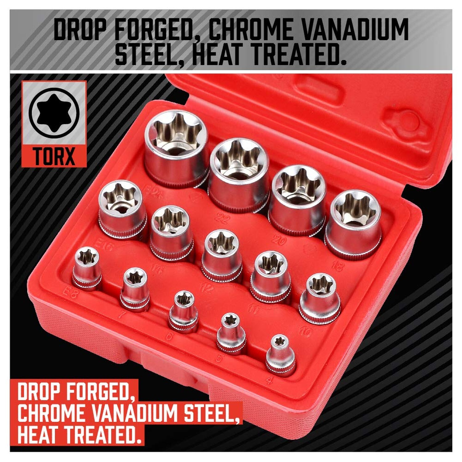 SEDY 14-Piece E-TORX Socket Set – Premium Female Torx Socket Set, Ultimate St…
