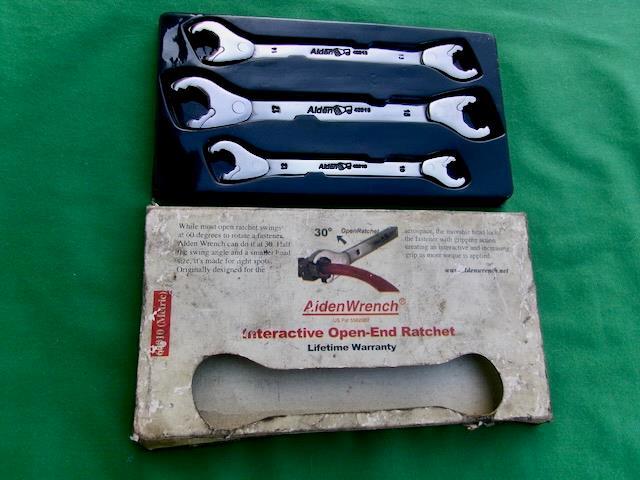 VINTAGE ( 3-PIECE ) ALDEN WRENCH RATCHET SET METRIC 10MM – 17MM WITH ORIG. BOX