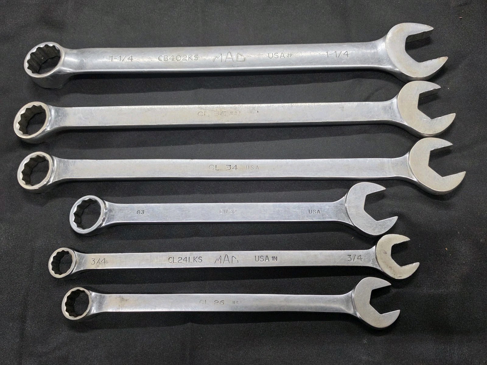 MAC CL CB CW Long Combination Wrench 1-1/8 1-1/4 1-1/16 1″ 3/4″ 13/16″