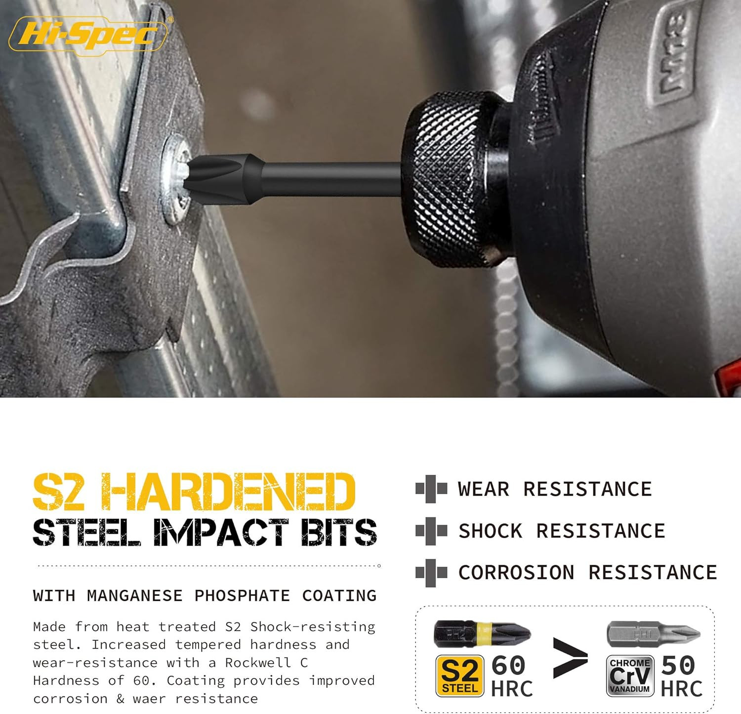44Pc Impact Drill Driver Screw Bit Set with Popular PZ & PH Sizes, 1/4 Hex S2 Sc