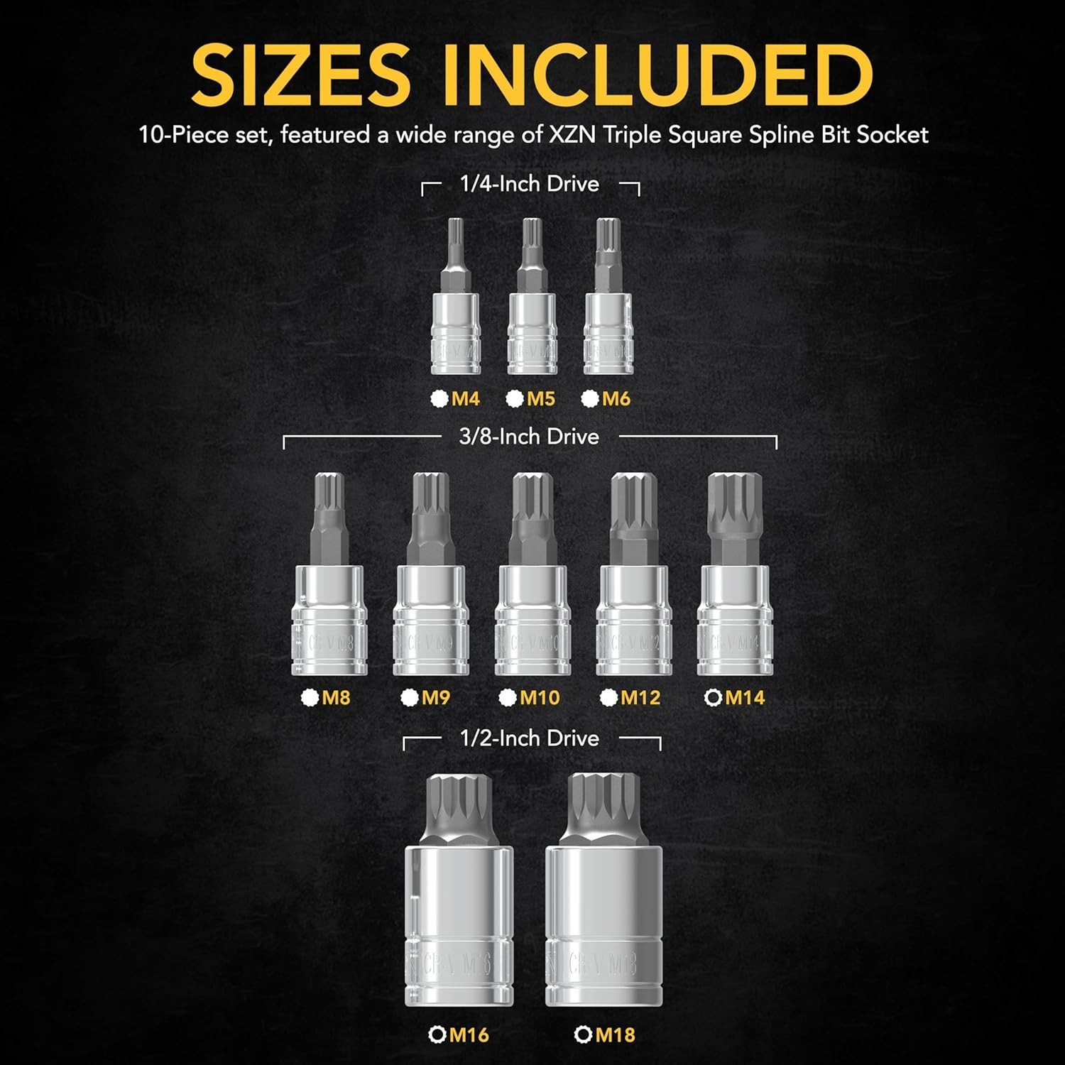 Lifetime XZN Triple Square Socket Set – Rust-Free, Durable | 10-Piece