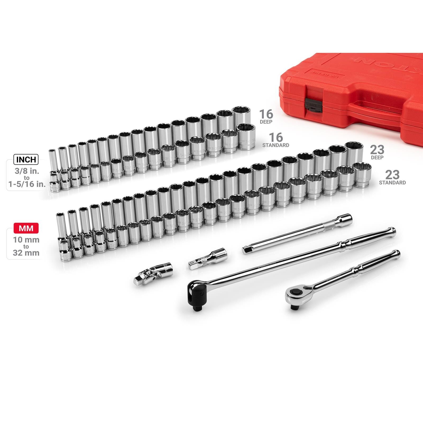 Tekton SKT25316 1/2″ Drive 12-Point Socket/Ratchet Set, 83-Piece