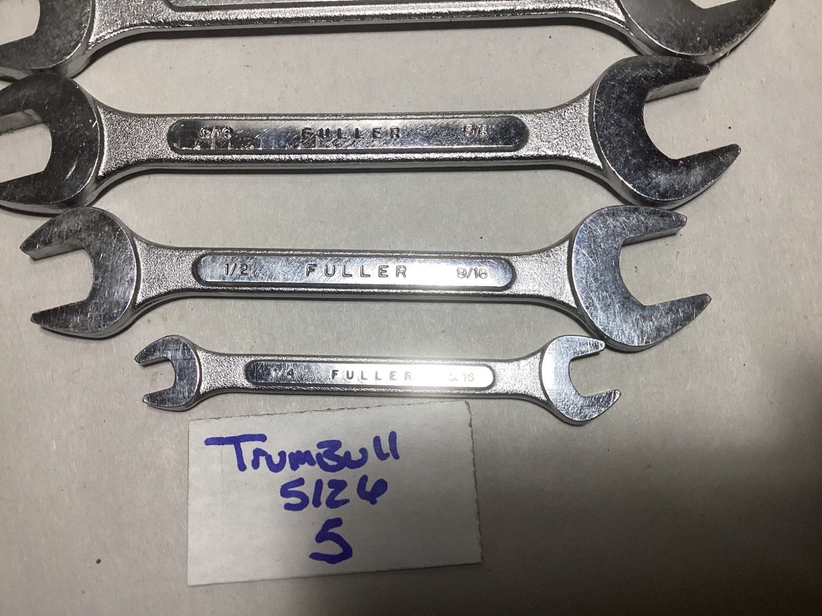 Vintage Fuller (Japan) 6 piece open end wrench set #1474 SAE not complete