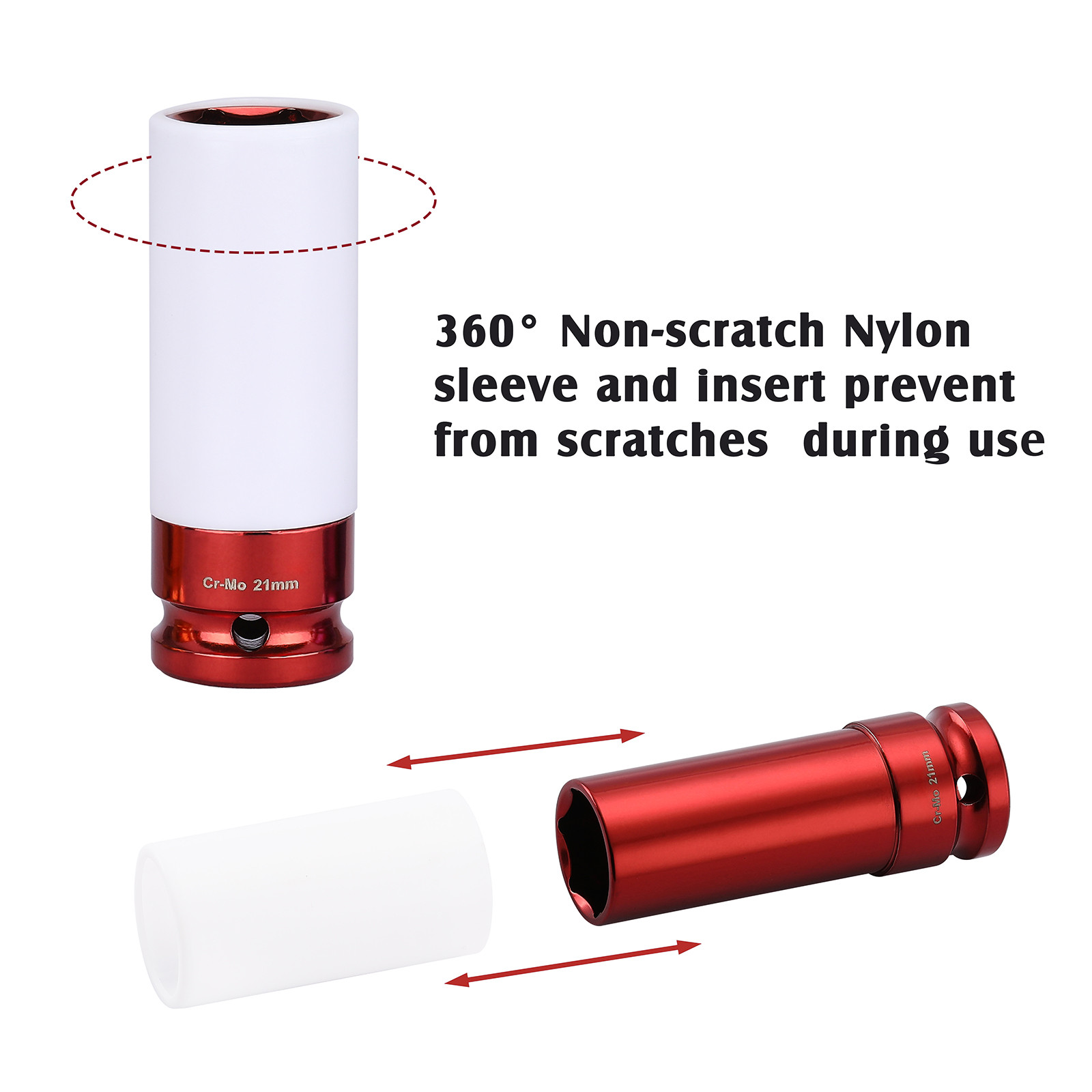 1/2″ Drive Wheel Protector Impact Socket, Extra Thin Wall, Rim Protect Sleeves