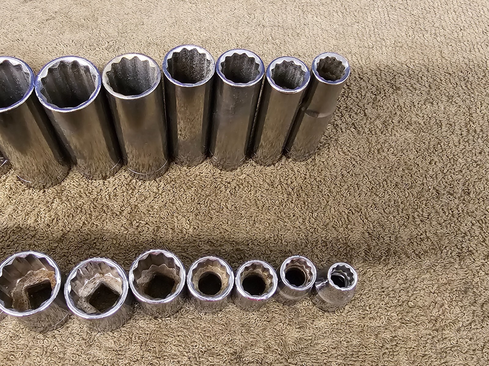 18 Craftsman G Deep Well Shallow Socket Set 7/8 3/4 5/8 1/2 Sae 3/8″ Drive USA
