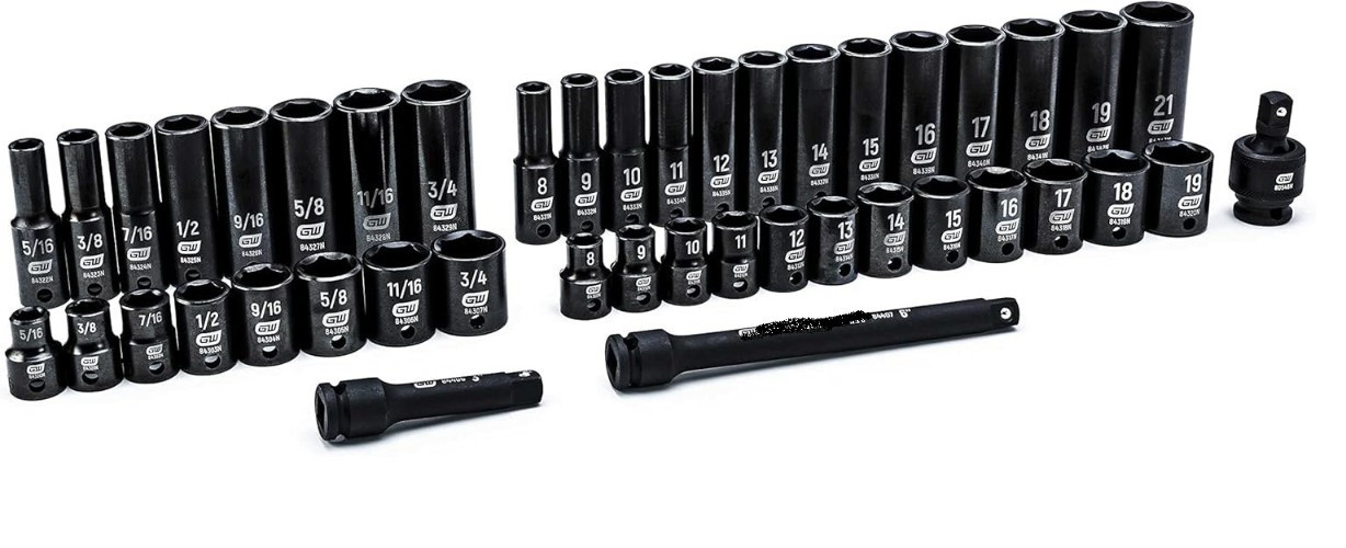 44 Pc. 3/8″ Drive 6 Point Standard, Deep Impact SAE/Metric Socket Set