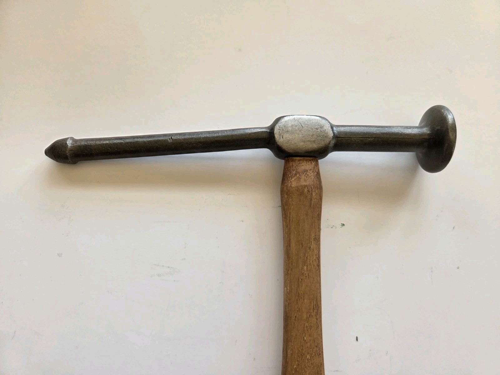 Vintage Extra Long Auto Body Pick Fabrication Hammer With NEW Wood Handle