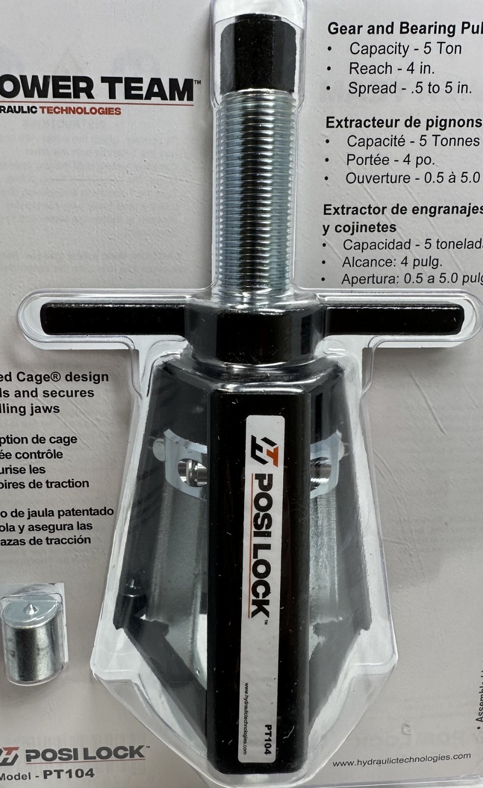 Power Team Gear + Bearing Puller – POSI LOCK PT104 5 Ton 4in Reach .5-5in Spread