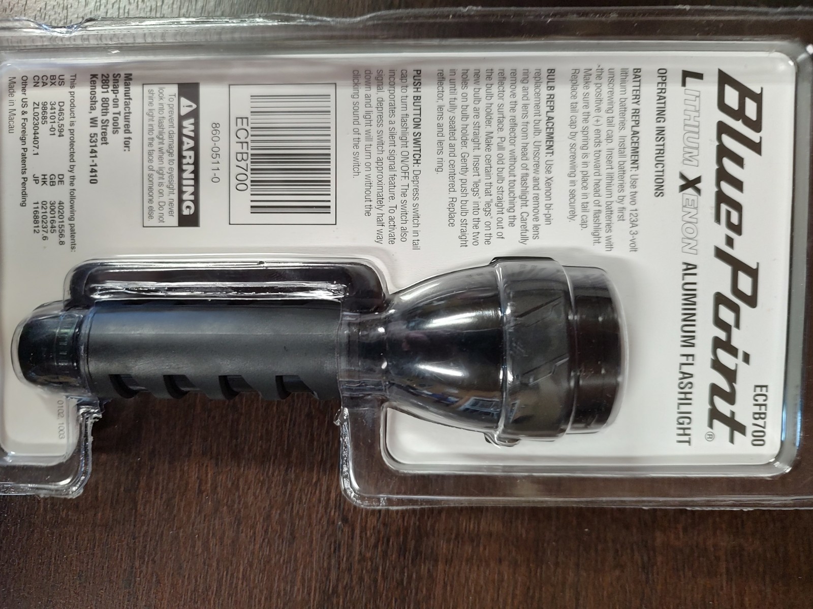 Blue Point/snap on Lithium Xenon flashlight.
