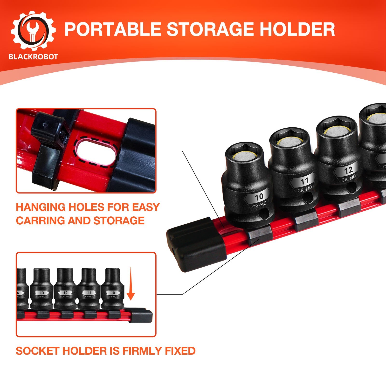 1/2″ Drive Magnetic Impact Socket Set, 15-Pcs Metric size (10-22, 24, 27mm)