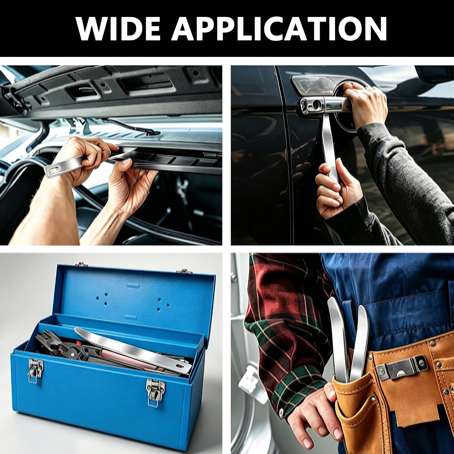 4140 Pry Tool Car Trim Removal Tool Kit, Metal Car Panel Removal Tools Pry Ba…
