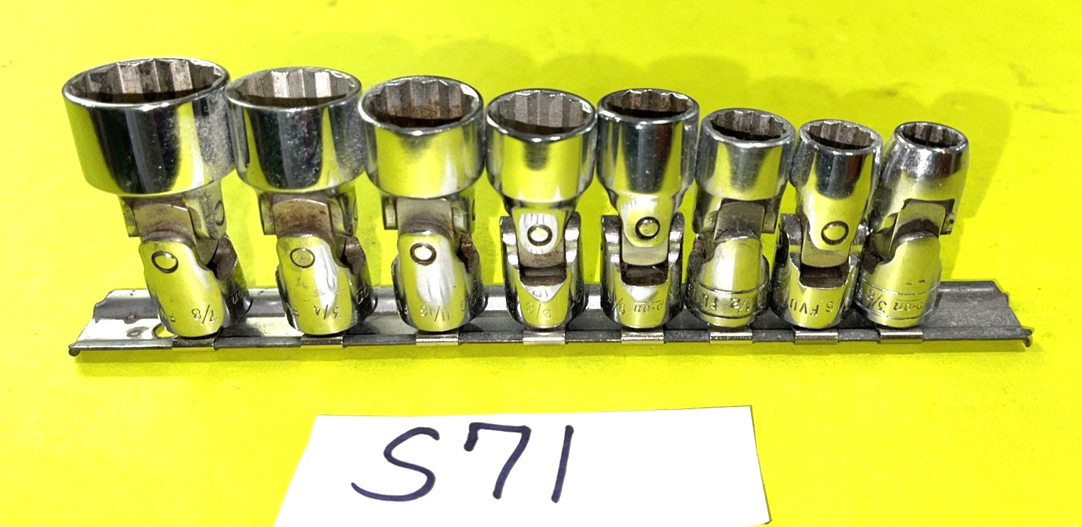 SNAP-ON TOOLS 8 PIECE 3/8 DRIVE SAE. SHALLOW SWIVEL SOCKET SET