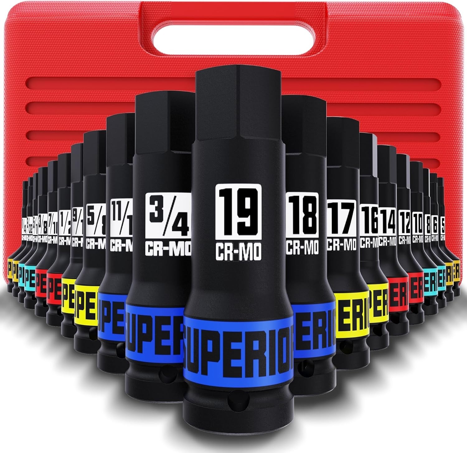 Impact Hex Bit Socket Set Metric & SAE 1/2Inch Drive Impact Allen Bit Socket Set