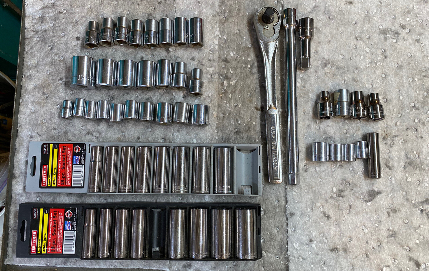 Craftsman Socket Lot 50+ Pcs SAE Metric Sizes 3/8 And 1/2 Drive Made In USA