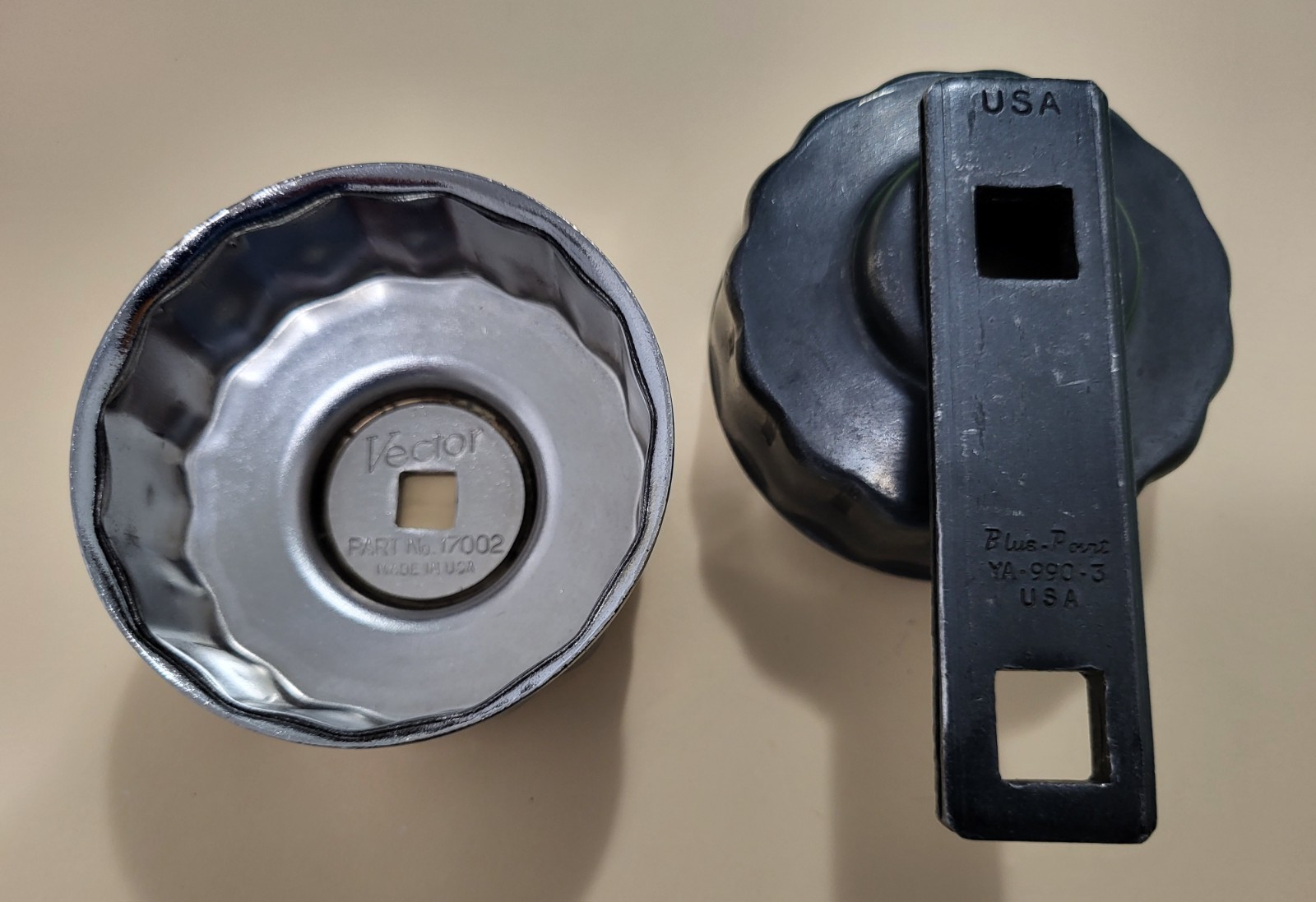 Oil Filter Socket Wrench Blue-Point #YA-990-3 1/2Dr And Vector #17002 3/8Dr USA