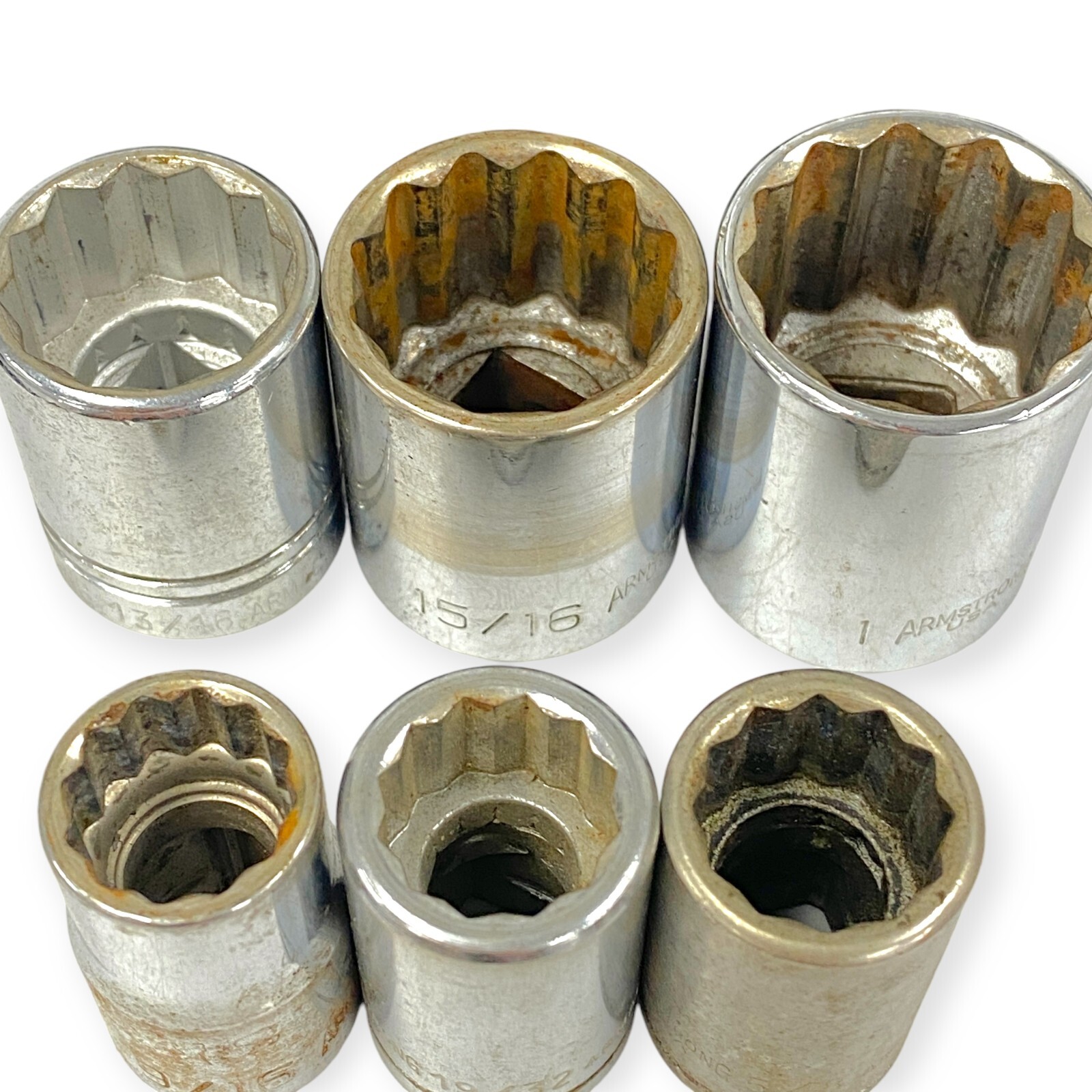 Armstrong 1/2 Drive 12 Point Socket Set 3/8 to 1-1/4 in, 9 Pcs, Made in USA