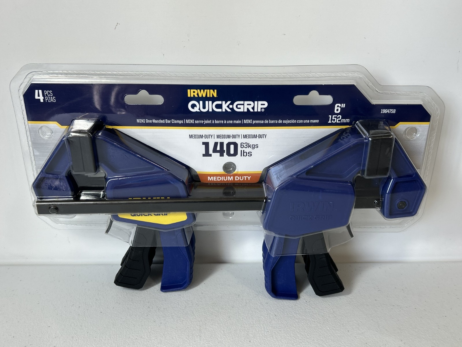 IRWIN Quick-Grip 1964758 One-Handed Mini Bar Clamp 4 Count Pack 140lb Blue NEW
