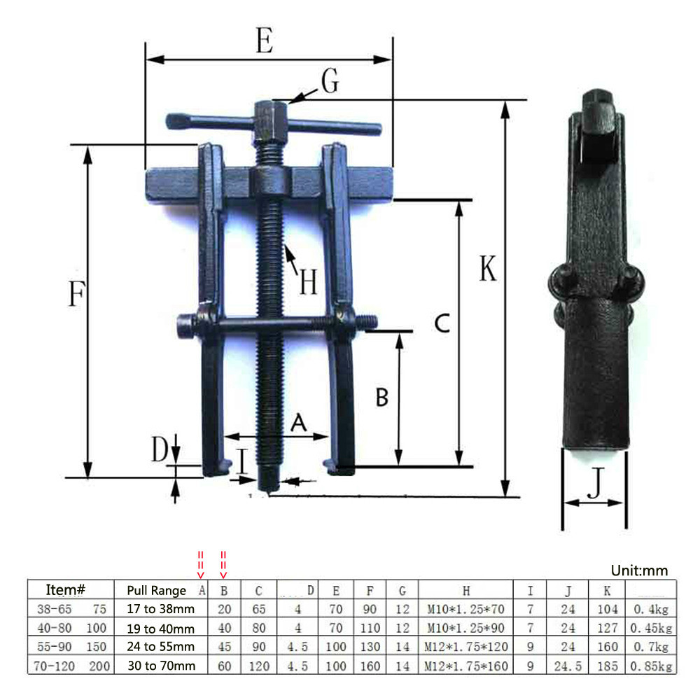 Two Jaw Twin Legs Bearing Gear Removal Kit Puller Remover Automotive Hand Tool