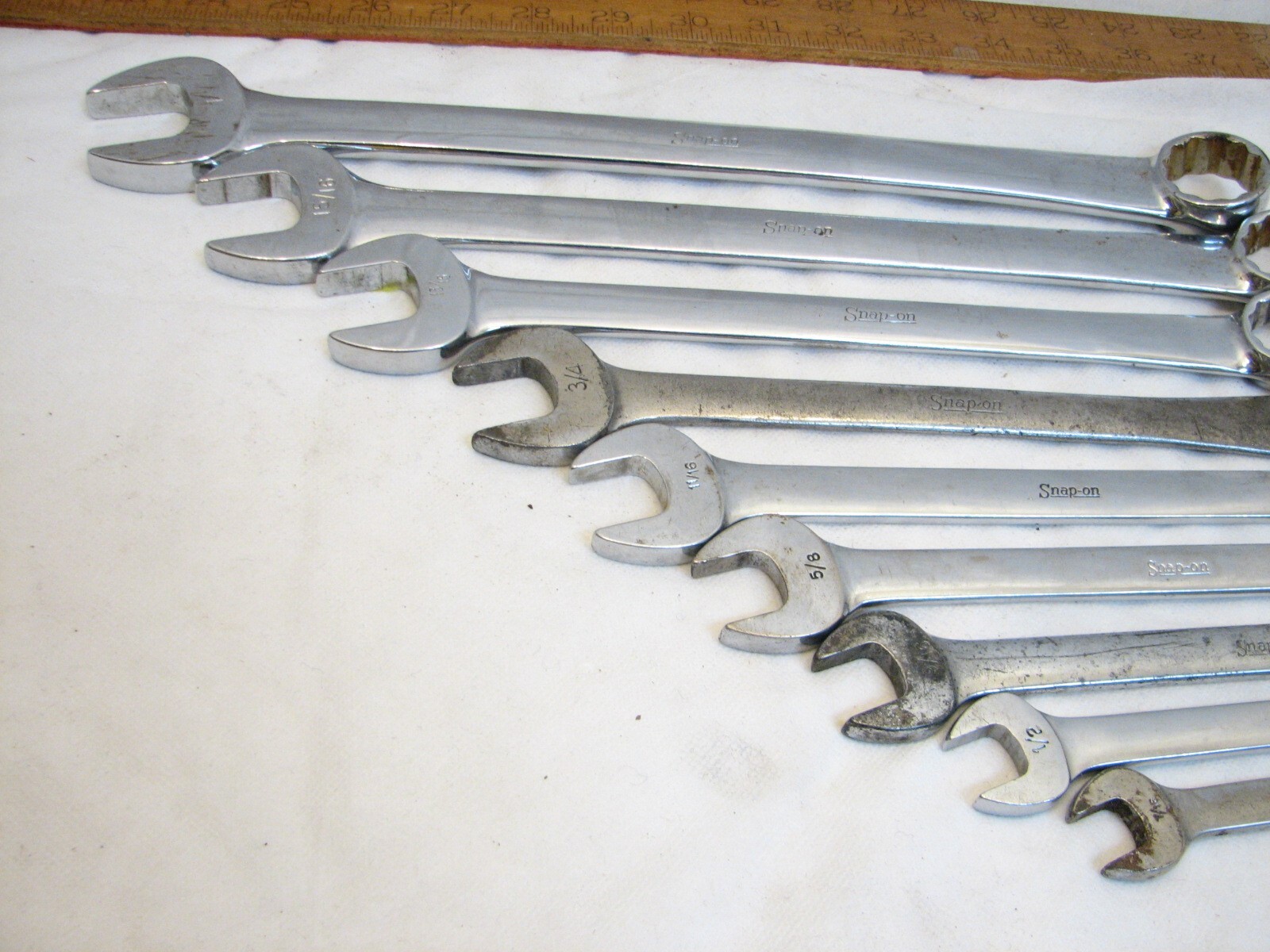 Set 9 Snap-On Combination SAE Wrenches 3/8″ to 1″ OEX 14-32 Open Box End