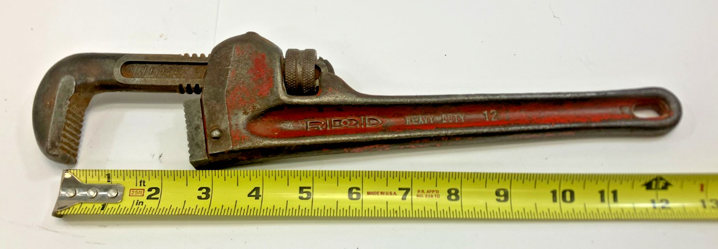 RIDGID TOOL CO. 12″ MONKEY WRENCH, HEAVY DUTY, ELYRIA OHIO, USA.