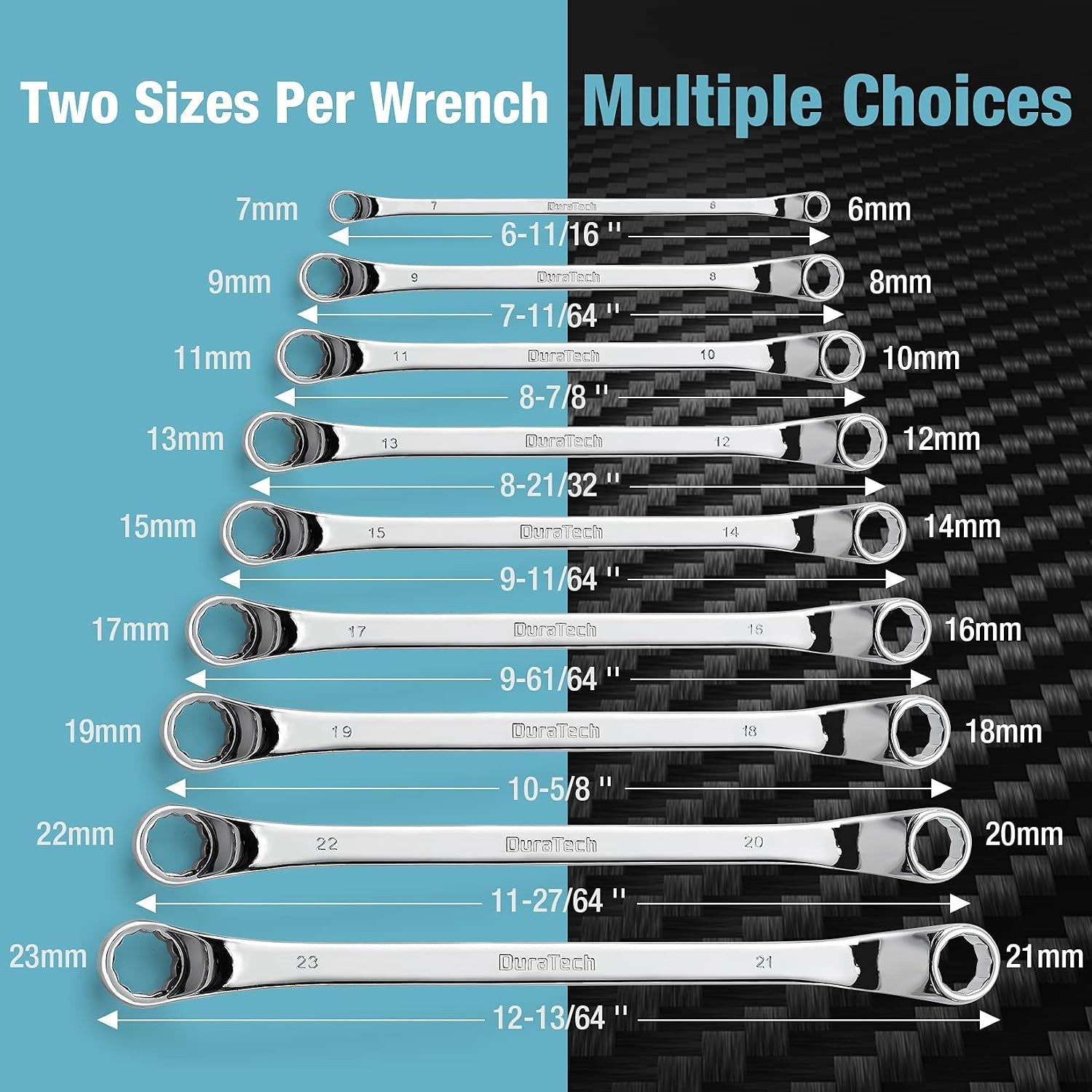 DURATECH 9-Piece Offset Box Wrench Set, Metric, CR-V Steel