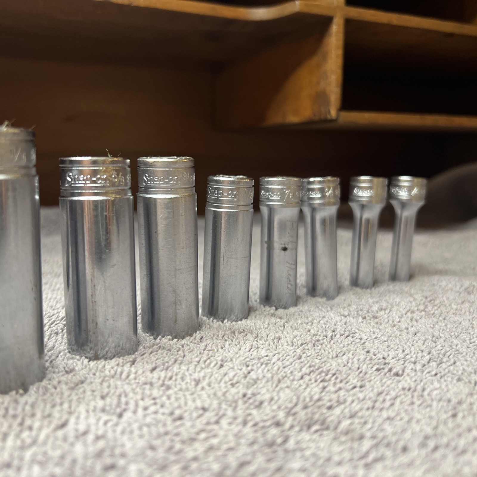 Snap-on 11 pc 3/8″ Drive SAE 6 Point Deep Socket Set 1/4” to 7/8” SFS Series