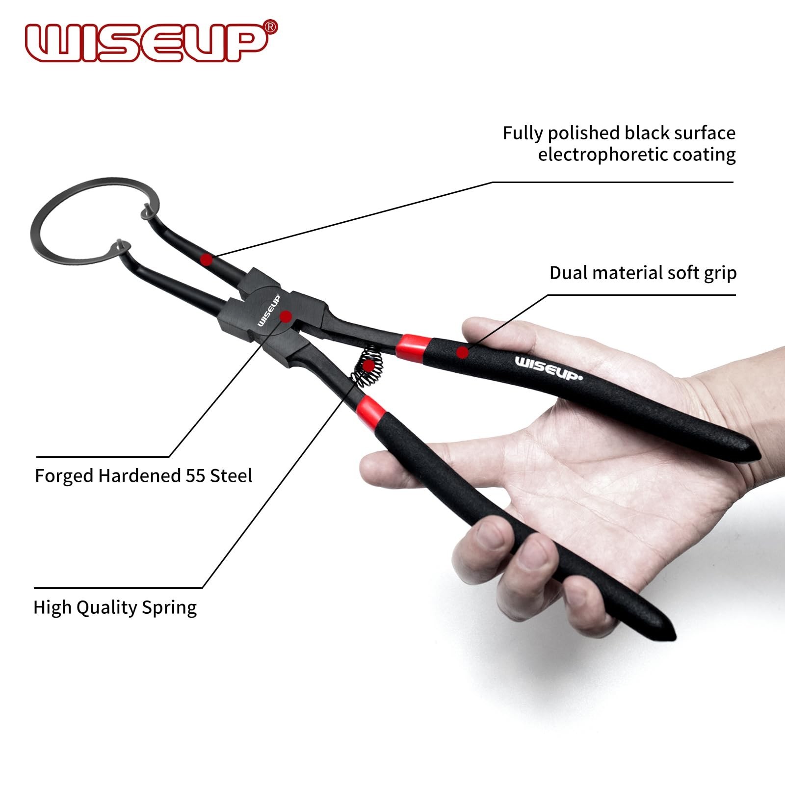 Heavy Duty Snap Ring Pliers Set 4PCS – 13″ Internal/External Circlip Kit, C-Clip