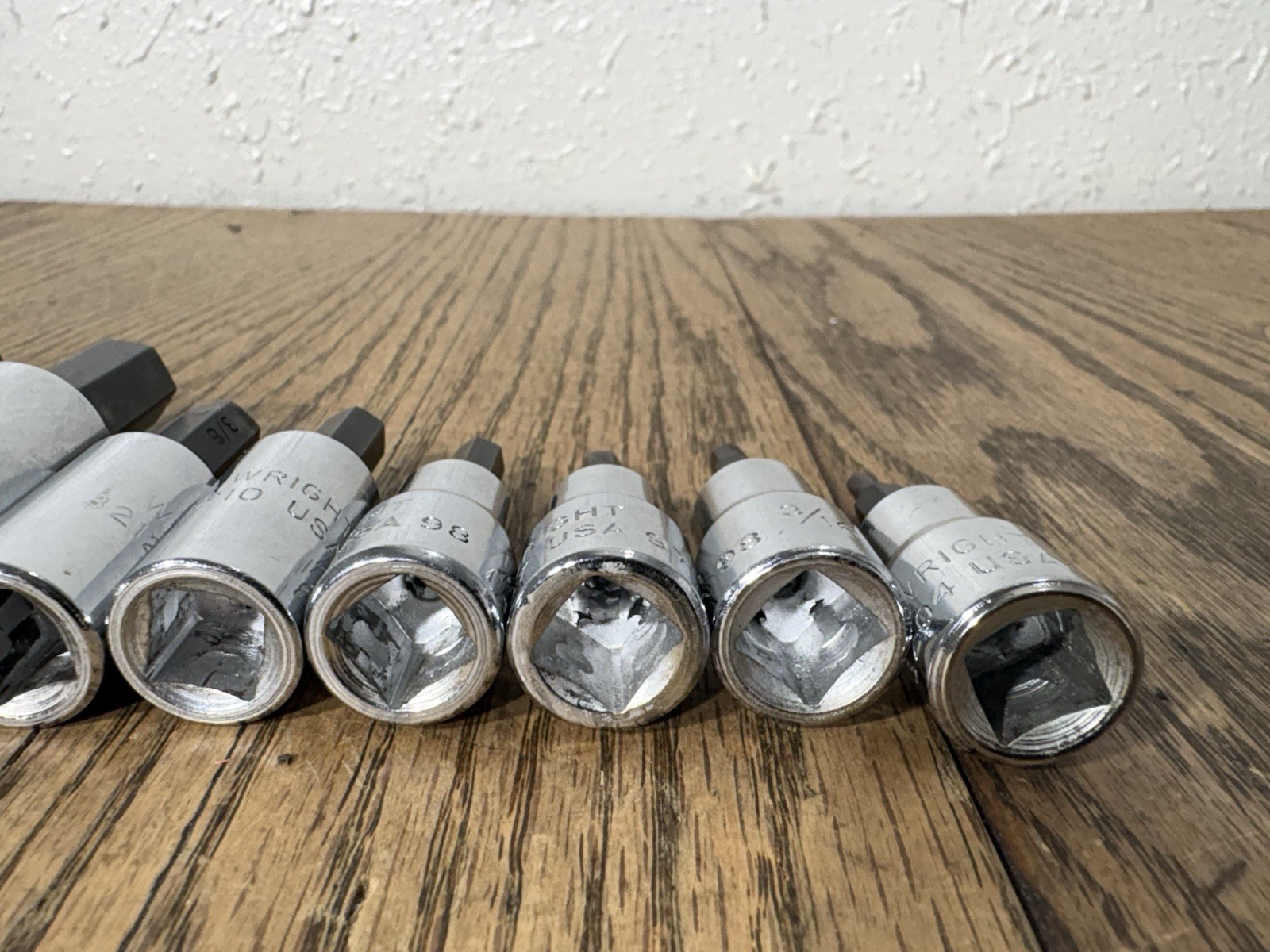 Vintage Tools Wright Tool 1/2” Drive 9 Piece SAE Hex Bit Socket Set Mechanic USA