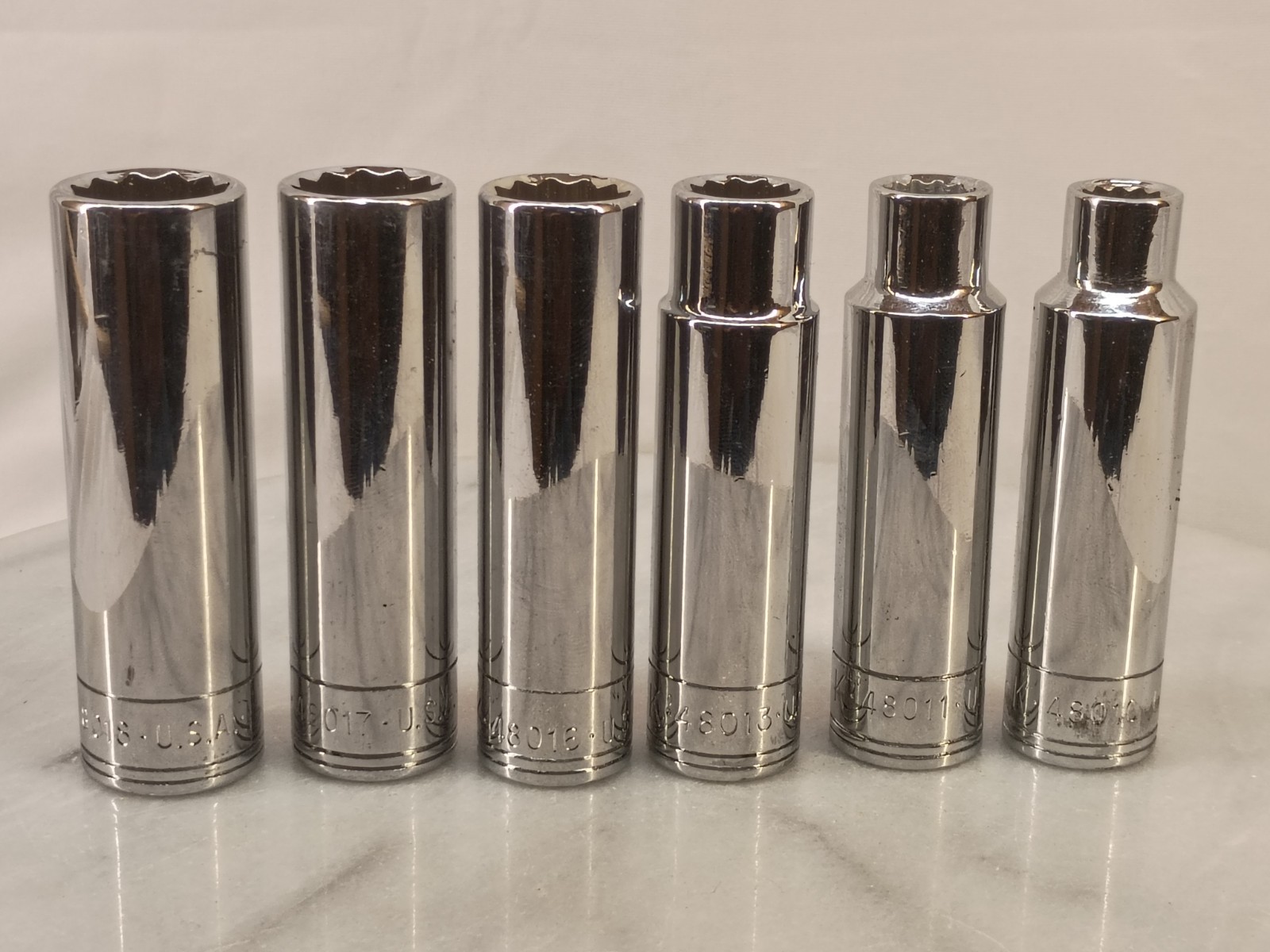 SET of 6 NOS S•K USA 1/2″ Drive 12pt. Deep METRIC sockets 10,11,13,16,17,18mm