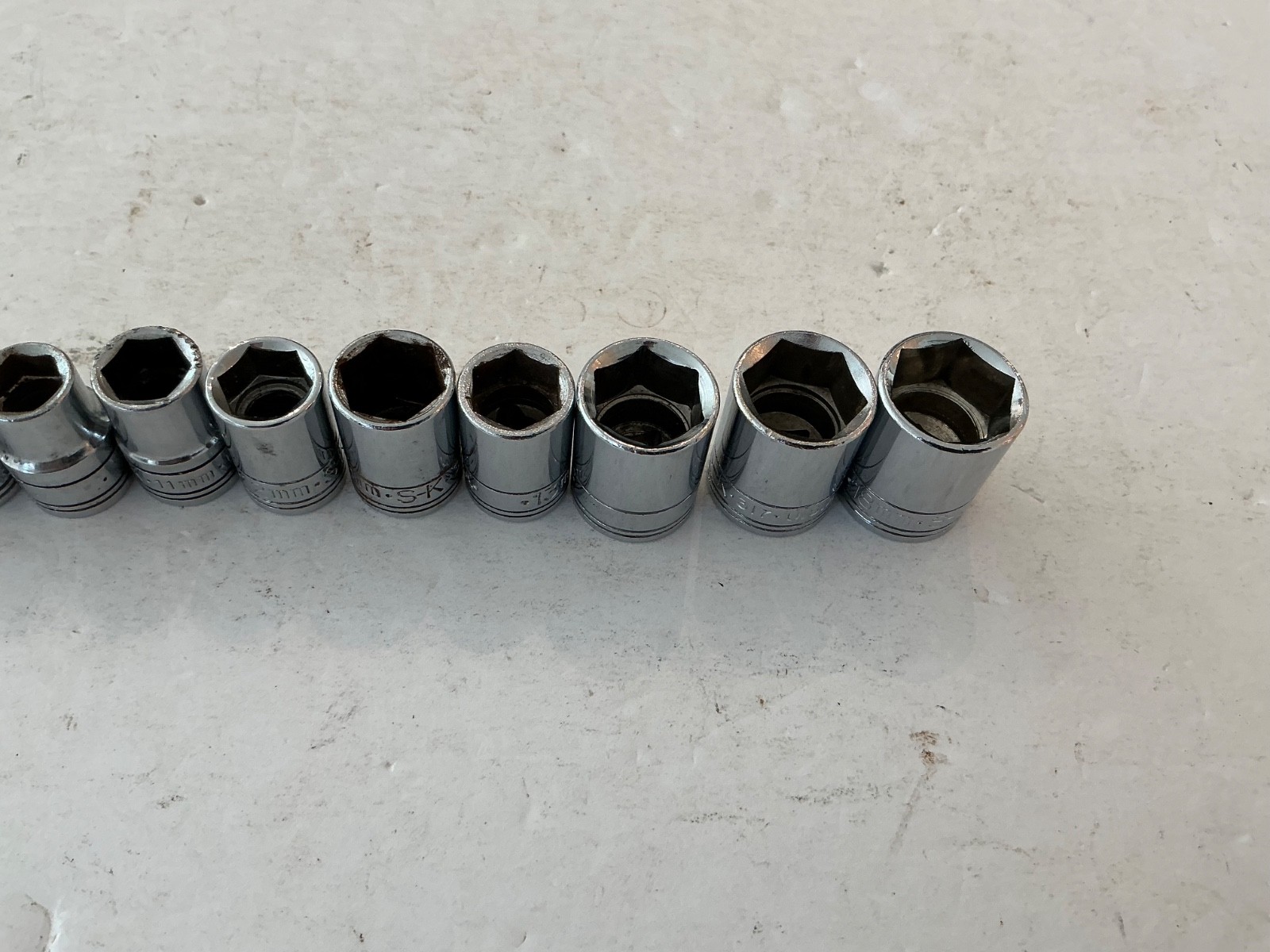 SK S-K Tools 11 Pc Shallow Metric Socket Set, 7-18mm. 3/8″ Drive USA made
