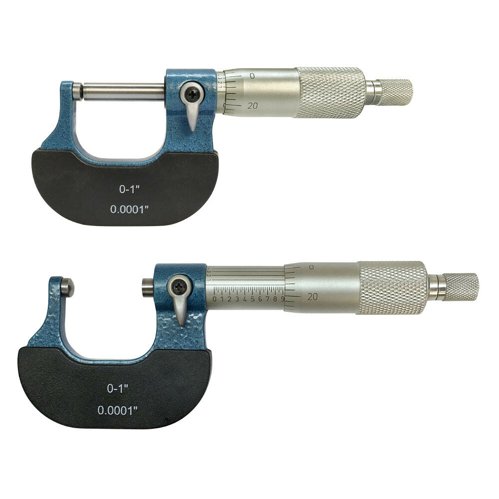 0-1″ Precision Ball Anvil Flat Spindle Micrometer 0.0001″ Grad Machinist Gauge