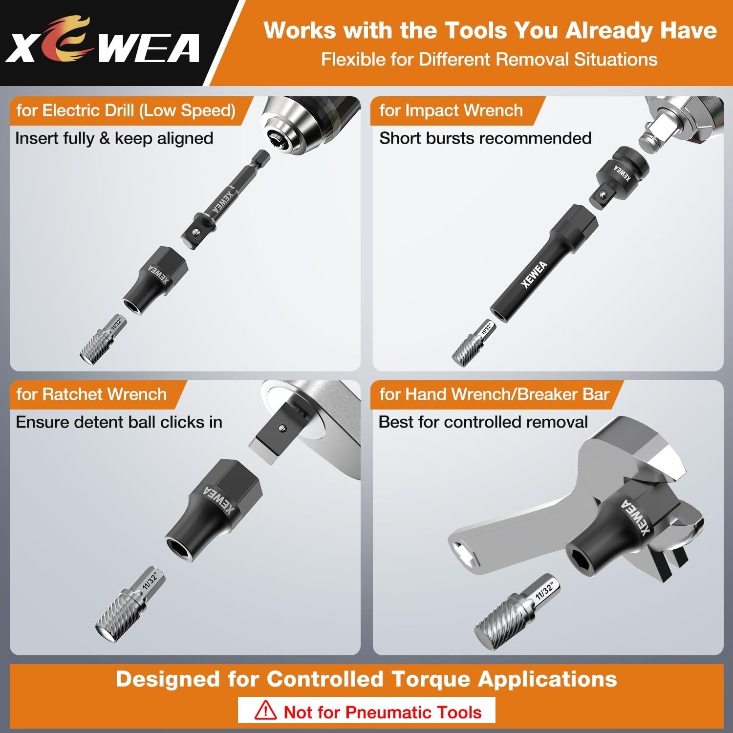15PCS Bolt Screw Extractor Set – Long Slim Easy Out Tool Kit for Stripped, Ruste