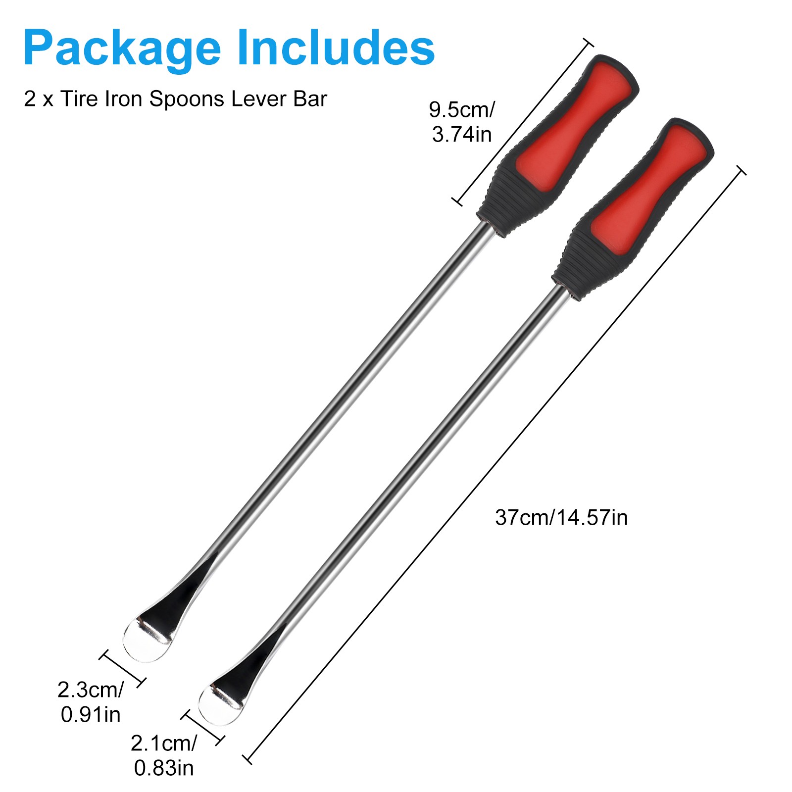 2Pcs 14.5″ Steel Tire Iron Spoons Lever Bar Kit Motorcycle Bike Tyre Repair Tool