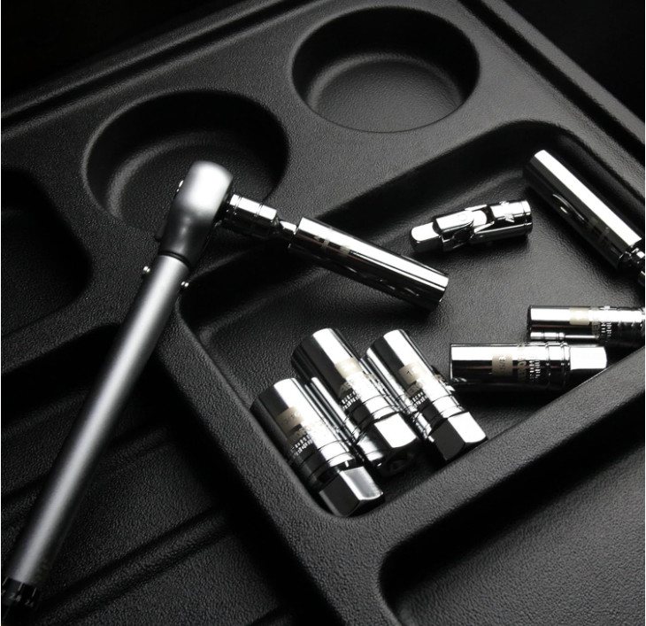 14PCS Spark Plug Socket Set w/ Torque Wrench & Extension, CR-V Steel, 3/8” Drive