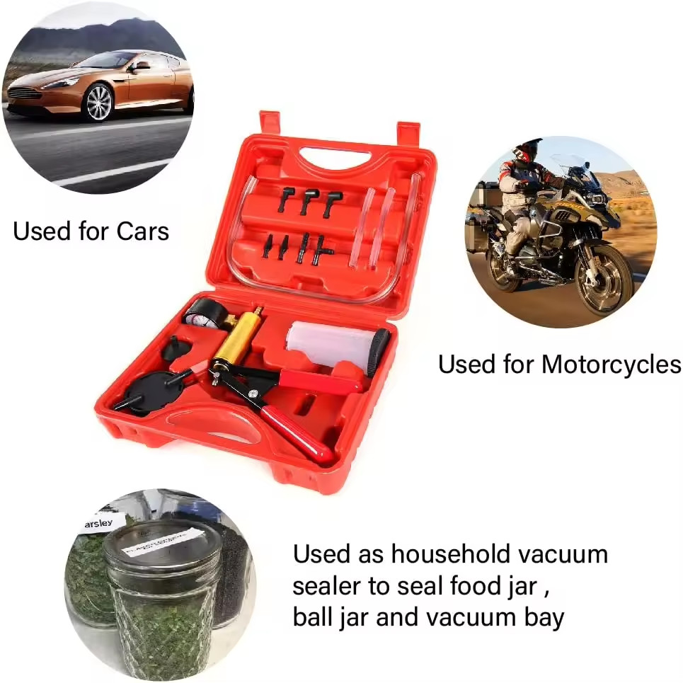 Car Vacuum Pump Tester, Hand Brake Liquid Suction Tool, 0~30 inHg 0~760 mmHg kPa