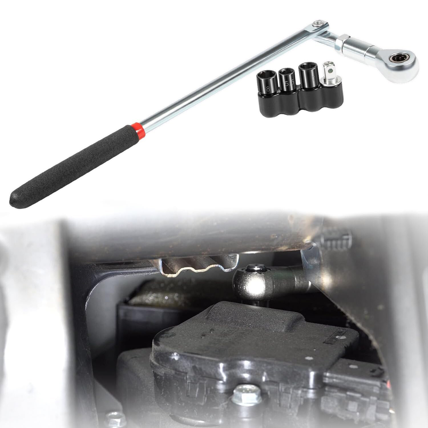 64180 Actuator Motor Wrench Set w/ 5.5/7/8mm Sockets & 1/4″ Square Drive Adapter