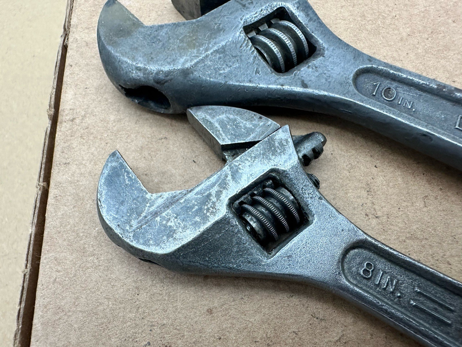 2 Vtg Crescent Tool Co Dunlap 10” 8” Adjustable Wrench Made USA Jamestown *READ*