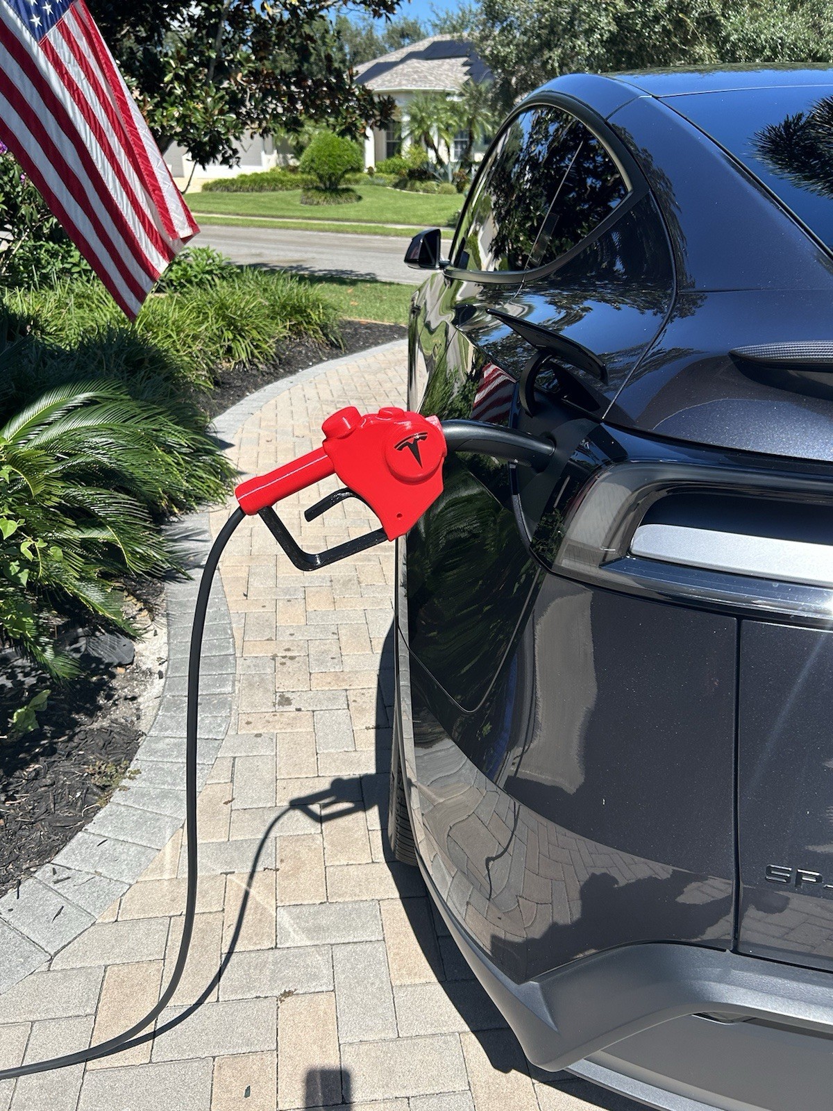 Tesla Mobile Charger Adapter Gas Pump Nozzle Multicolor Custom Made In The USA