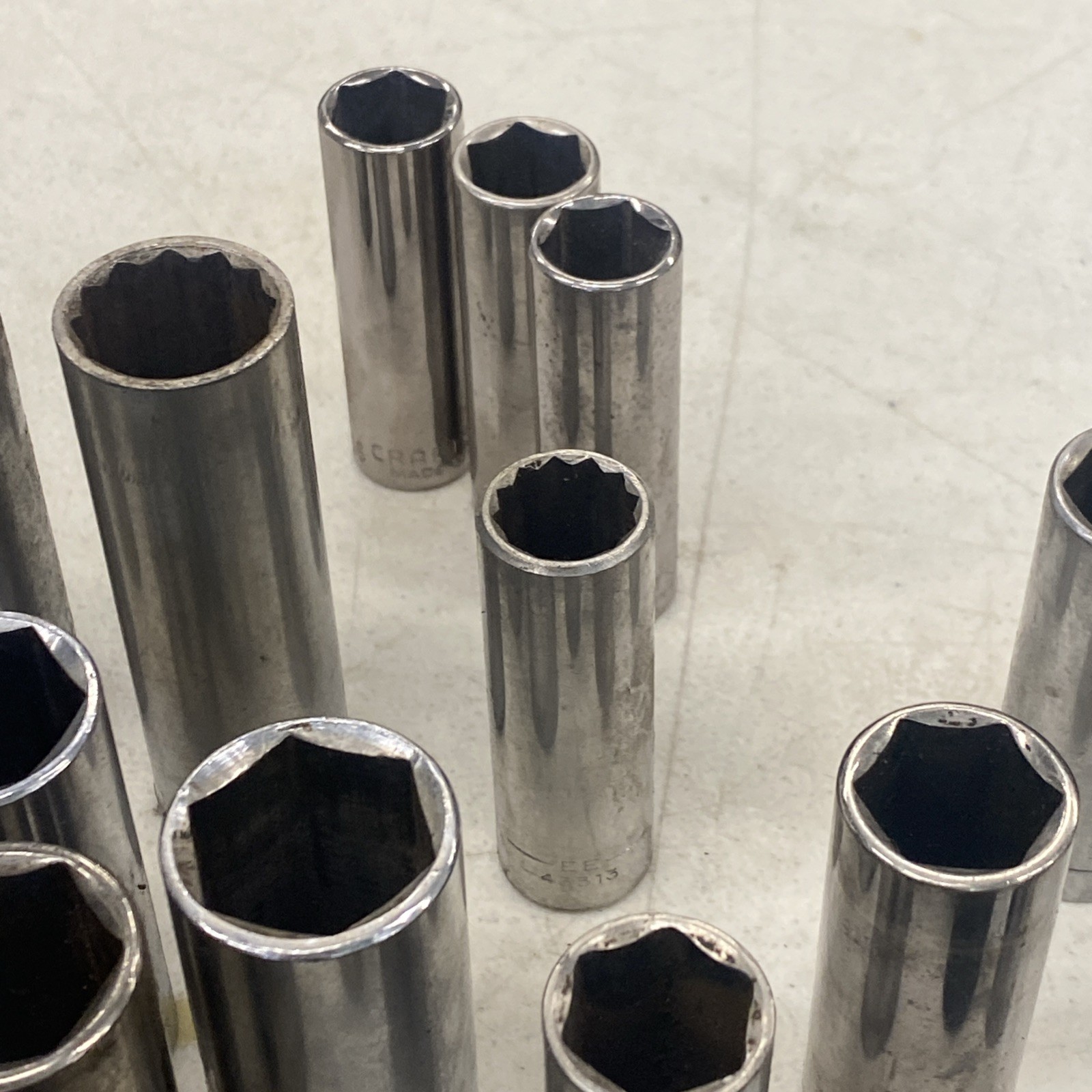 70+ pc. Lot Vintage Craftsman USA 1/4, 3/8 & 1/2 inch Drive Deep Sockets, M0899