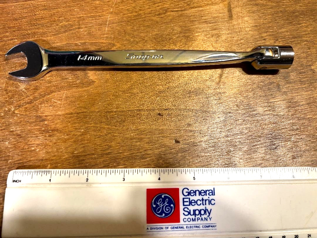 Snap-on FHOM14A 12 Point Flex Head Combo 14mm Wrench Open, Box End USA 2002