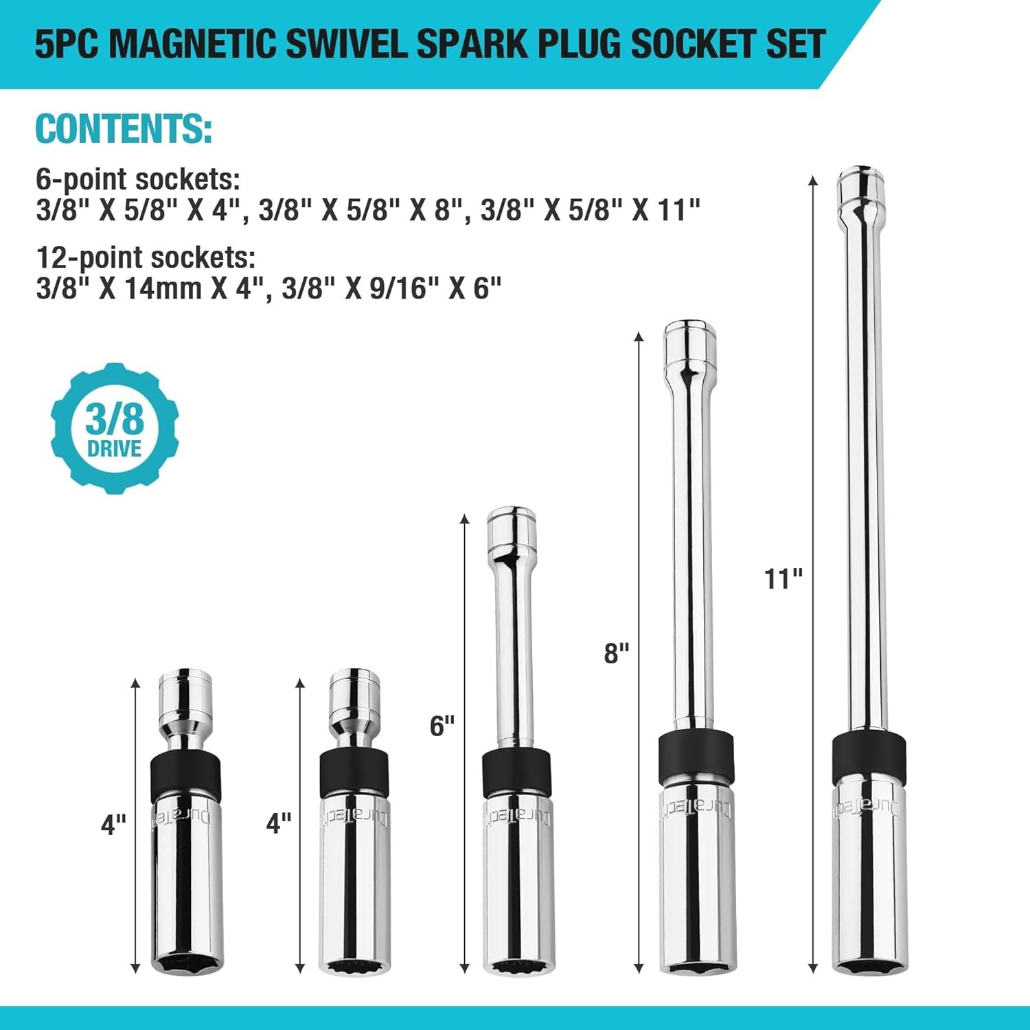 Magnetic Spark Plug Socket Set with Organized Storage and Easy Identification
