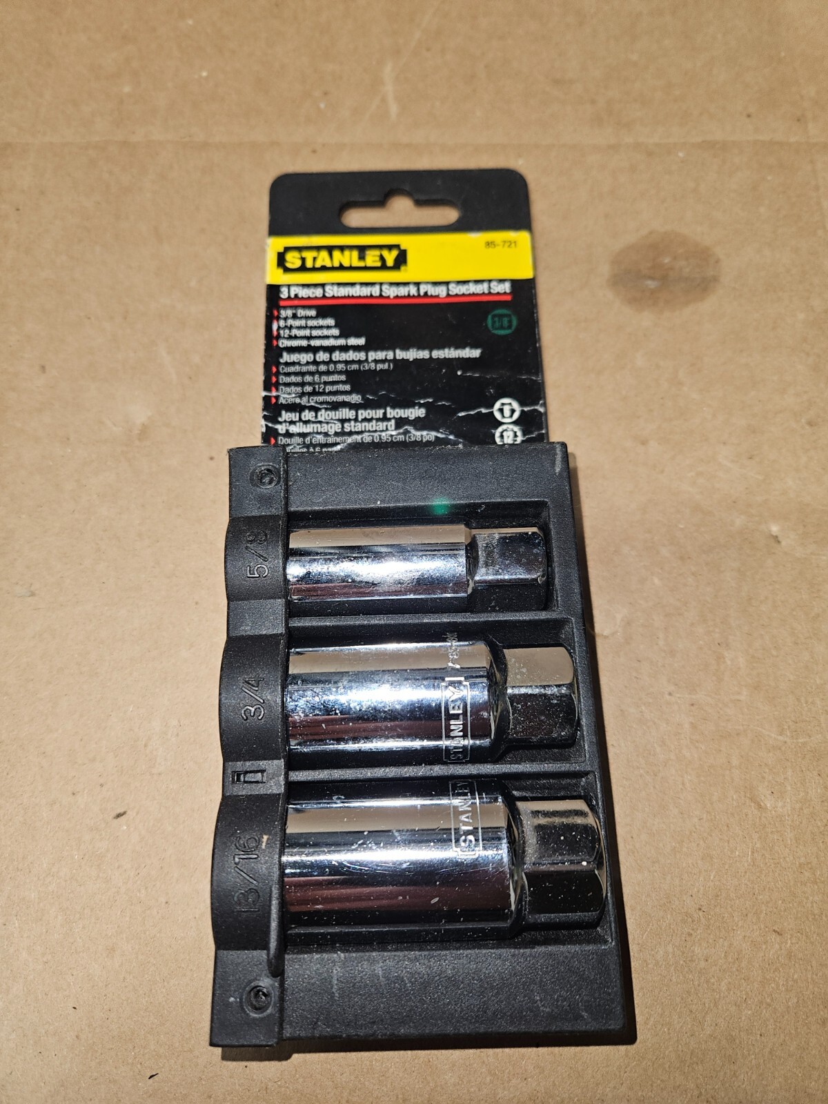 Stanley Spark Plug Socket Set 3/8 Drive 85-721 – New 5/8″ 3/4″ 13/16″