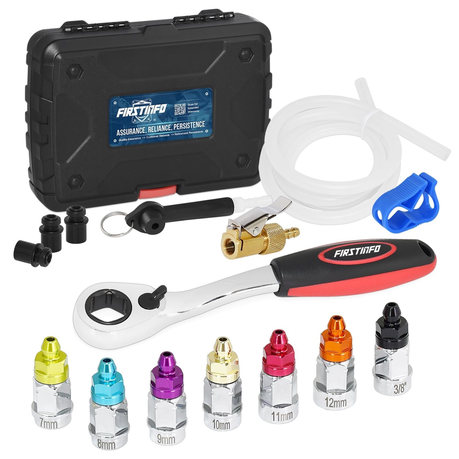 Upgraded Brake Bleeder Wrench Set with One Way Check Valve, 7-12mm & 3/8″ Socket