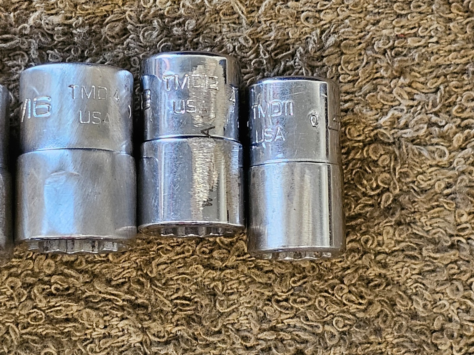 10 Snap On Socket 1/4″ Drive TMD SAE 9/16 1/2 7/16 3/8 11/32 5/16 6 12 Point USA