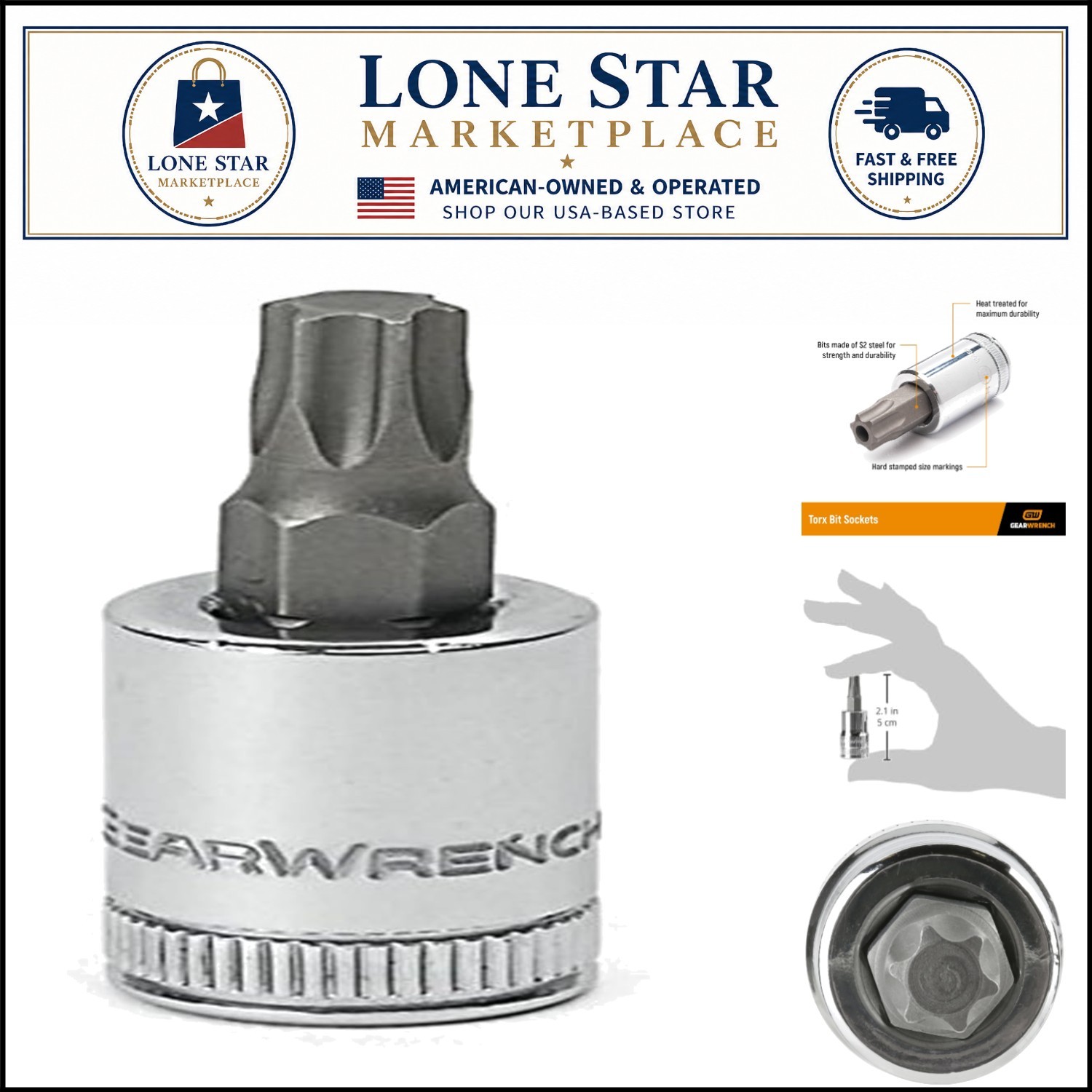 3/8″ Drive Torx Bit Socket T40 – Durable Alloy Steel, Polished Finish, 2 Pieces