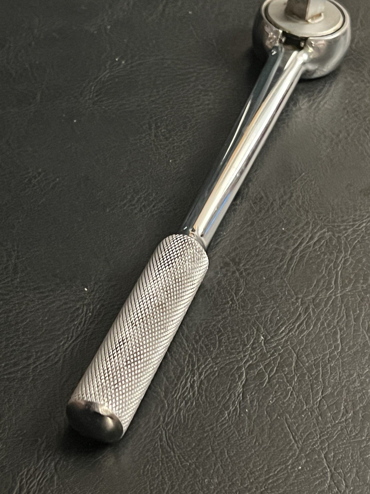 S-K Tools Chrome 1/2″ Dr Ratchet # 42470 USA 10″ Long Knurled Handle Reversible